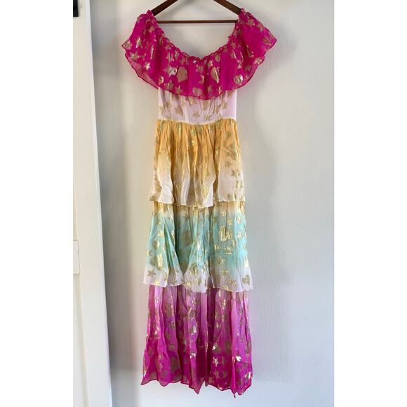LoveShackFancy NWT Vynne Surfer Fuschia Light Ombré Maxi Tiered Dress size XS 0 - Picture 8 of 16